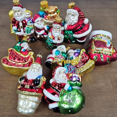 Lot #61 - Vintage Glass Santa Claus Christmas Ornaments Lot – Hand-Painted Blown Glass Holiday Decorations Retro Festive