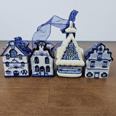 Lot #23 - KLM Delft Blue Miniature House Ornaments