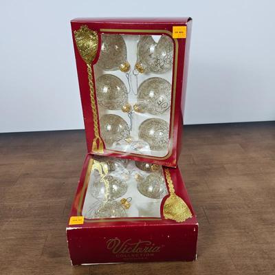 Lot #47 - Hand Painted Glass Ornaments Noel Christmas