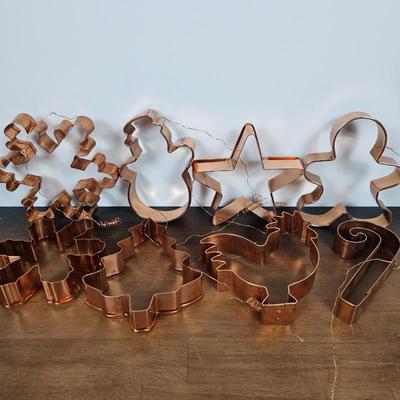 Lot #101 - Set of 8 Copper Christmas Cookie Cutters Ornaments – Star, Gingerbread, Snowflake, Tree, Candy Cane & More