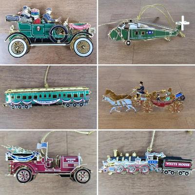 Lot #34 - White House Commemorative 3-D Ornaments, Transportation Themed.