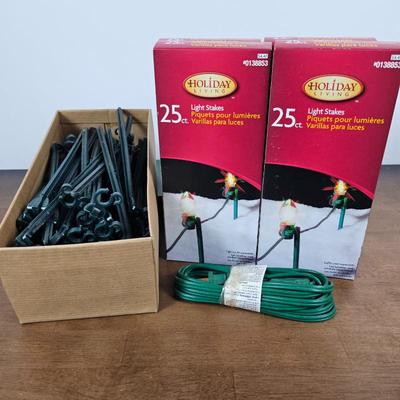 Lot #112 - Holiday Living Light Stakes Lot with Extension Cord – Outdoor Christmas Light Setup (100+ Stakes)