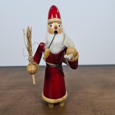 Lot #87 - Erzgebirge German Wooden Räuchermann Incense Smoker Figure – Traditional Red Holiday Decor