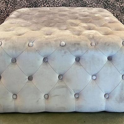 Square Velvet Button Tufted Ottoman