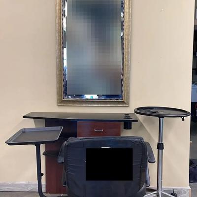 Salon Station: Mirror, Chair, Station, Cart And Mat