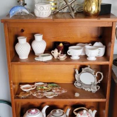 Sale Photo Thumbnail #217: Bookshelf with Tea Pots 