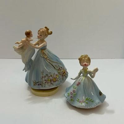 2pc Vintage Josef Orginial Music Box Figurines