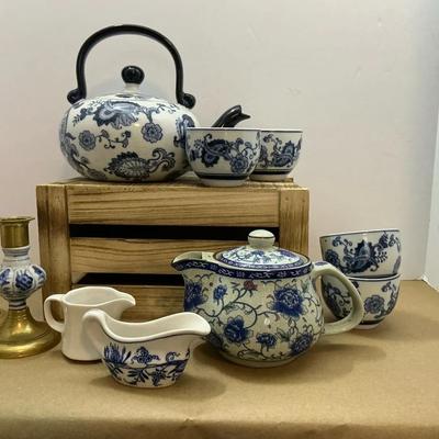 10 Pc Vintage Blue and white Pottery