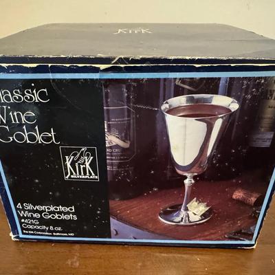 vintage set of four Kirk Silverplate Classic Wine Goblets