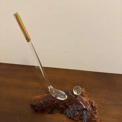 vintage Glass Baron decorative piece featuring a golf club and ball 