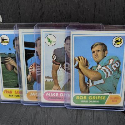 Four 1968 Topps Football Star Cards w/ Griese Rookie