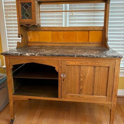 Vintage Marble Top Kitchen Wash Stand