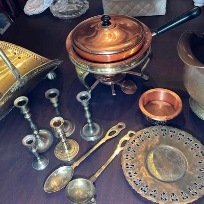 Group Of Brass And Copper Decor