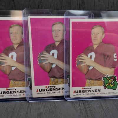 Three 1969 Topps Football #227 Sonny Jurgensen