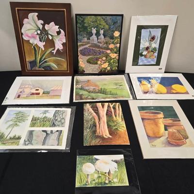 10 Original Art Paintings H McGVincent Florals Landscapes