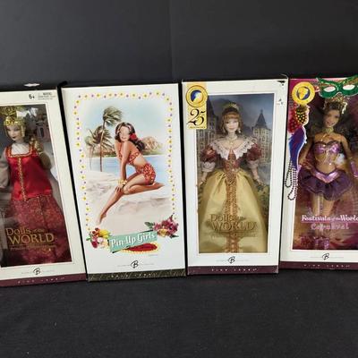 4 New In Box Collector Barbies...Pink & Gold Labels