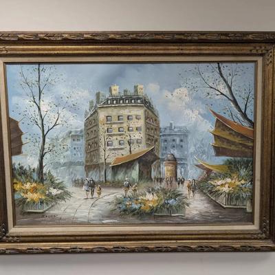 Signed Oil Painting On Canvas...Parisian City Scene