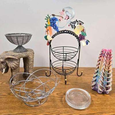Elephant Stand Decor, Ribbon Candy Candle, Fruit Basket