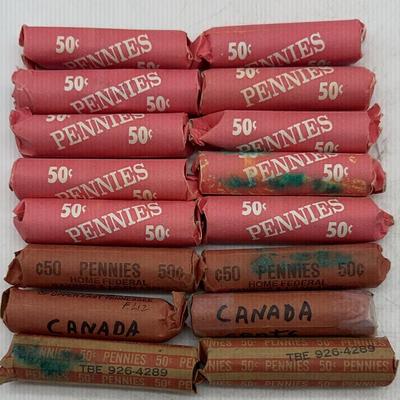 16 Rolls Of Canadian Pennies