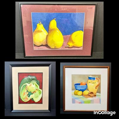 3 H. Vincent Framed Original Watercolors