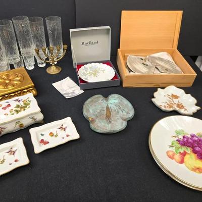 Vintage Decor: VA Metalcrafters, Limoges China, Brass Menorah 