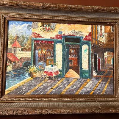 Painting On Canvas In Large Ornate Frame