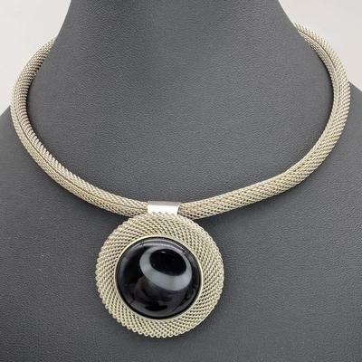 Frederic Duclos Sterling Silver Mesh Necklace