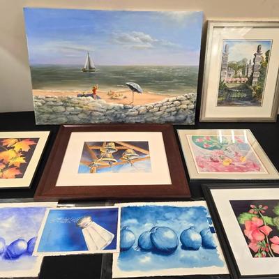 9 Piece Art Harriet McG Vincent Seashore, Florals