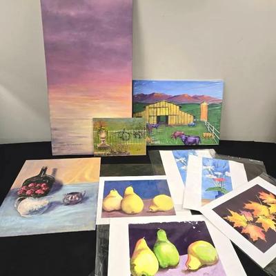 Original Art Paintings & Prints Colorful Barnyard, Fruit, Botanicals