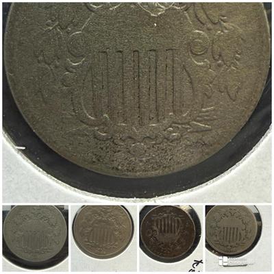 Five Shield Nickels 1866-1882