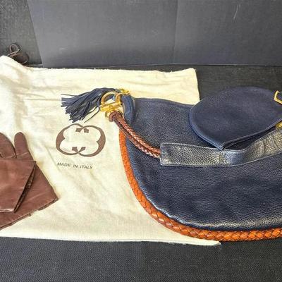 Cosci Italian Designer Handbag & Vintage Gloves