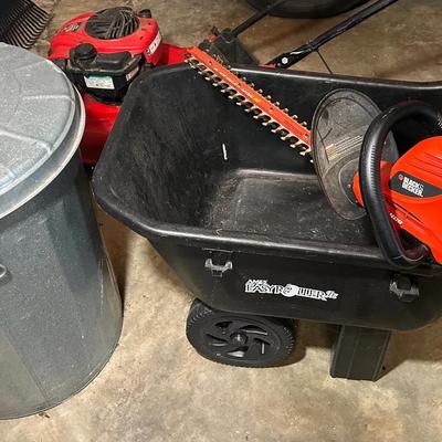 Ames Lawn Cart- Electric Hedge Hog - 55gal Galvanized Can