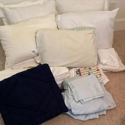 Queen & King Sheet Sets with Pillows and Navy Blue Shams