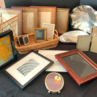 Household Décor Collection Featuring Vintage Sterling Frame, Magazine Rack & Metal Bowls