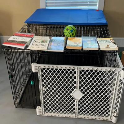 Dog Crates with Training Books and Accessories