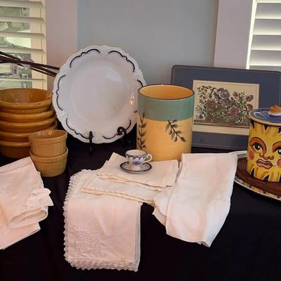 Beautiful Kitchen Decor Collection Featuring Starbucks Cannister & Earthenware Bowls