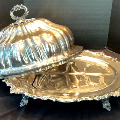 Victorian Silver-Plated Meat Dome Server by A.B. Savory & Sons, Sheffield England