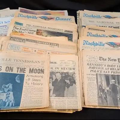 Historic Newspaper Collection Featuring Kennedy Assassination, Moon Landing & Other Major Events
