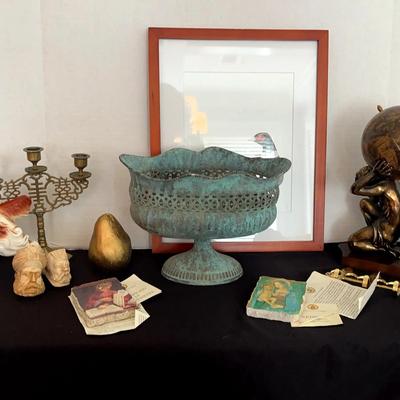 Atlas Globe Bookends, Religious Plaques, and Decorative Collectibles