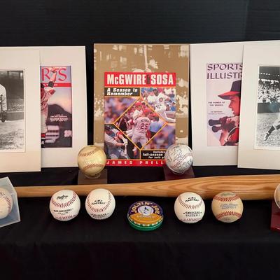 Baseball Memorabilia Collection Featuring Four Signed Baseballs & David Justice Signed Bat