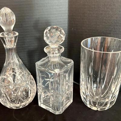 Vintage Atlantis Cut Crystal Collection – Two Decanters & Vase