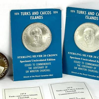 Sterling Silver 1974 Turks & Caicos Islands 20 Crown Coins (3)