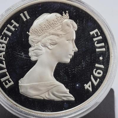 Sterling Silver 1974  Proof Fiji $25 Coin – Uncirculated, Centennial of Cession to Great Britain