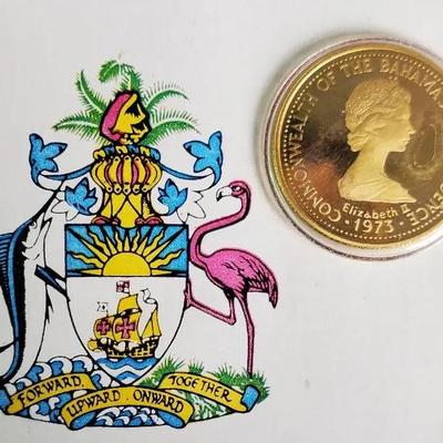1975 Bahamas 22KT Gold $100 Coin (.917 Fine), With Certificate