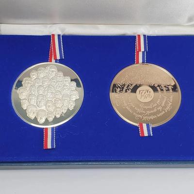 Sterling Silver & Bronze Franklin Mint Bicentennial Medals Set 