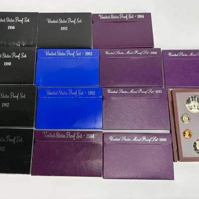 United States Mint Proof Sets 1980-1992 With 1984 Prestige Set