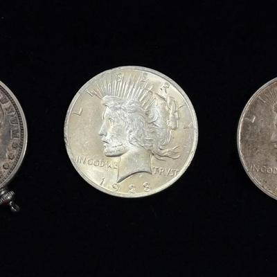 90% Silver 1880 Morgan Dollar & 1923, 1928 Peace Dollars