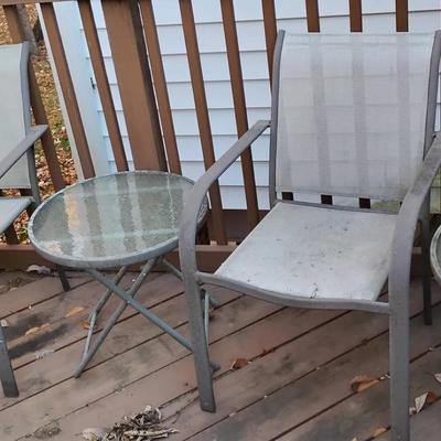 Patio Chairs & Glass Side Tables 