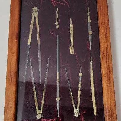 Antique/Vintage Framed Drafting Set