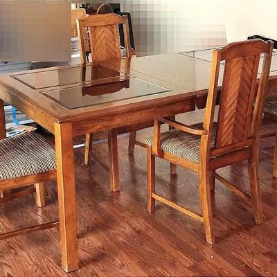 Vintage Table & Chairs With Glass Inserts